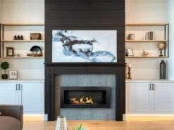 Sale Væghængt biopejs 90x40x12 cm Sort strukturmat Pejse