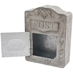Best Vægmonteret postkasse, antik/vintage-stil i metal, grå, til have og udendørs brug Postkasser & Brevindkast