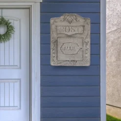 Best Vægmonteret postkasse, antik/vintage-stil i metal, grå, til have og udendørs brug Postkasser & Brevindkast