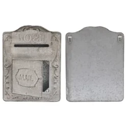 Best Vægmonteret postkasse, antik/vintage-stil i metal, grå, til have og udendørs brug Postkasser & Brevindkast
