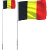 Clearance Belgien flag og flagstang 5,55 m aluminium Flag & Vindposer