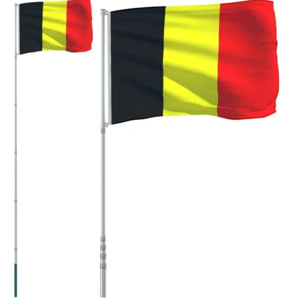 Clearance Belgien flag og flagstang 5,55 m aluminium - Flag & vimpler Flag & Vindposer