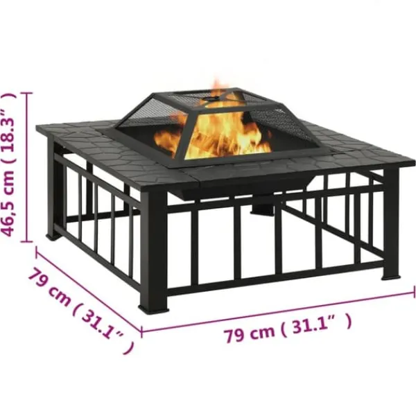 Best bålfad med ildrager 79x79x46,5 cm str. XXL stål - Ildsteder Pejse