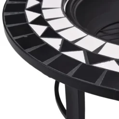 vidaXL Pejse^bålfad mosaik 68 cm keramik sort og hvid - Ildsteder