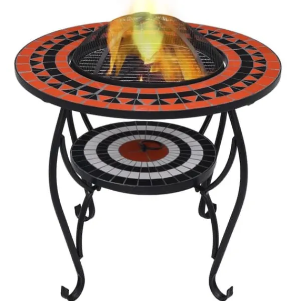 Clearance bålfad mosaik 68 cm keramik terracottafarvet og hvid - Ildsteder Pejse