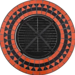 Clearance bålfad mosaik 68 cm keramik terracottafarvet og hvid - Ildsteder Pejse