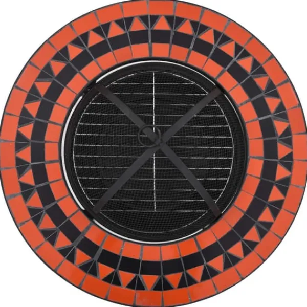 Clearance bålfad mosaik 68 cm keramik terracottafarvet og hvid - Ildsteder Pejse