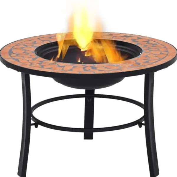 vidaXL Pejse^bålfad mosaik 68 cm keramik terracottafarvet - Ildsteder