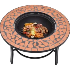 vidaXL Pejse^bålfad mosaik 68 cm keramik terracottafarvet - Ildsteder