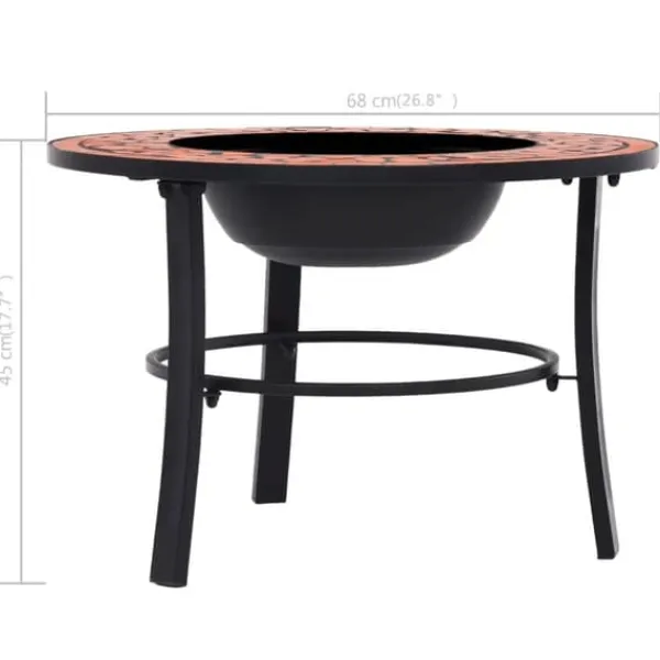 vidaXL Pejse^bålfad mosaik 68 cm keramik terracottafarvet - Ildsteder