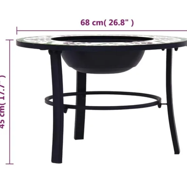 vidaXL Pejse^bålfad mosaik 68 cm keramik grøn - Ildsteder