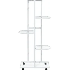 vidaXL Plantestativer^blomsterstativ 5 niveauer med hjul 44x23x100 cm jern hvid - Planteborde