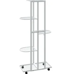 vidaXL Plantestativer^blomsterstativ 5 niveauer med hjul 44x23x100 cm jern hvid - Planteborde