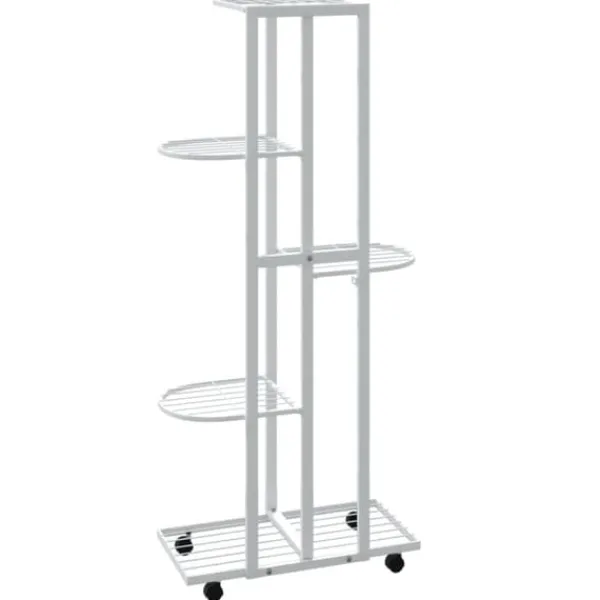 vidaXL Plantestativer^blomsterstativ 5 niveauer med hjul 44x23x100 cm jern hvid - Planteborde
