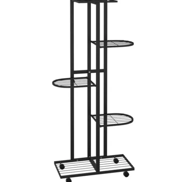 vidaXL Plantestativer^blomsterstativ 5 niveauer med hjul 44x23x100 cm jern sort - Planteborde
