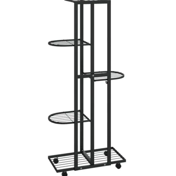 vidaXL Plantestativer^blomsterstativ 5 niveauer med hjul 44x23x100 cm jern sort - Planteborde