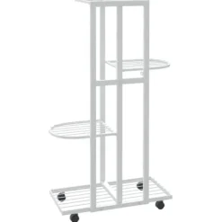 vidaXL Plantestativer^blomsterstativ 4 niveauer med hjul 44x23x80 cm jern hvid - Planteborde