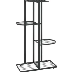 Hot blomsterstativ i 4 niveauer 43x22x76 cm metal sort - Planteborde Krukker & Plantebeholdere