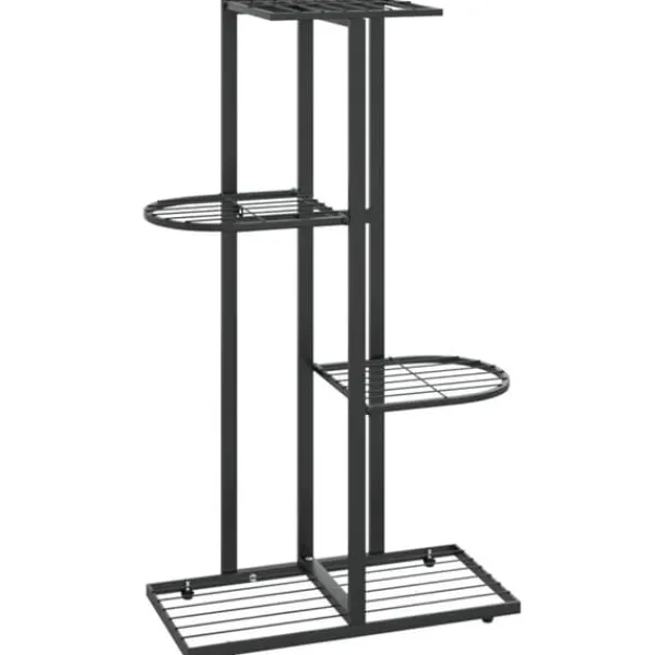 Hot blomsterstativ i 4 niveauer 43x22x76 cm metal sort - Planteborde Krukker & Plantebeholdere