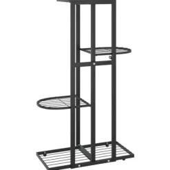 Hot blomsterstativ i 4 niveauer 43x22x76 cm metal sort - Planteborde Krukker & Plantebeholdere