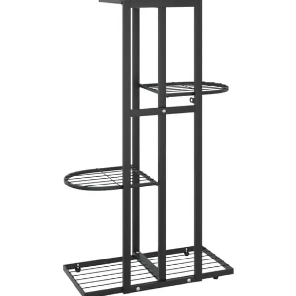 Hot blomsterstativ i 4 niveauer 43x22x76 cm metal sort - Planteborde Krukker & Plantebeholdere