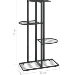 Hot blomsterstativ i 4 niveauer 43x22x76 cm metal sort - Planteborde Krukker & Plantebeholdere
