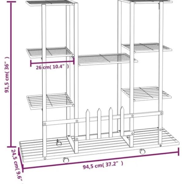 vidaXL Plantestativer^blomsterstativ med hjul 94,5x24,5x91,5 cm jern hvid - Planteborde