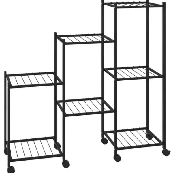 vidaXL Plantestativer^blomsterstativ med hjul 83x25x83,5 cm jern sort - Planteborde