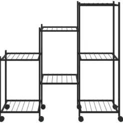 vidaXL Plantestativer^blomsterstativ med hjul 83x25x83,5 cm jern sort - Planteborde