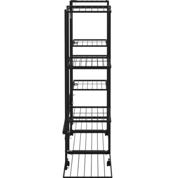 blomsterstativ med hjul 94,5x24,5x91,5 cm jern sort - Planteborde Plantestativer