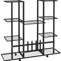 blomsterstativ med hjul 94,5x24,5x91,5 cm jern sort - Planteborde Plantestativer