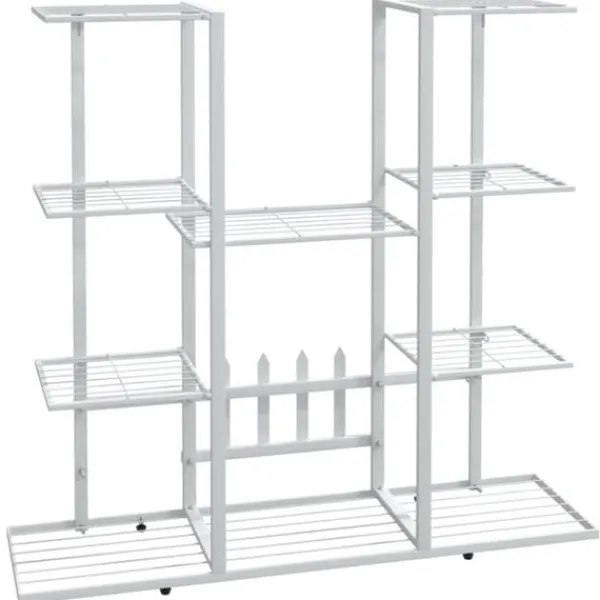 vidaXL Plantestativer^blomsterstativ 94,5x25x89 cm jern hvid - Planteborde