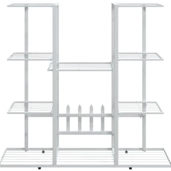 vidaXL Plantestativer^blomsterstativ 94,5x25x89 cm jern hvid - Planteborde