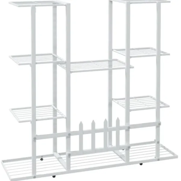 vidaXL Plantestativer^blomsterstativ 94,5x25x89 cm jern hvid - Planteborde