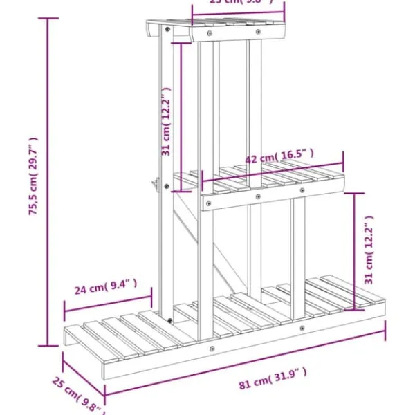 vidaXL Plantestativer^blomsterstativ 81x25x75,5 cm massivt fyrretræ - Planteborde