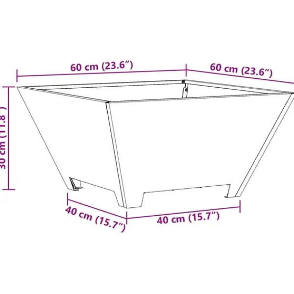 Discount Bålsted Sort 60 x 60 x 30 cm Koldvalset stål Pejse
