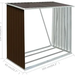 Outlet brændeskur til haven 163x83x154 cm galvaniseret stål brun - Brændekurve – tilbehør Tilbehør Til Brændeovne & Pejse