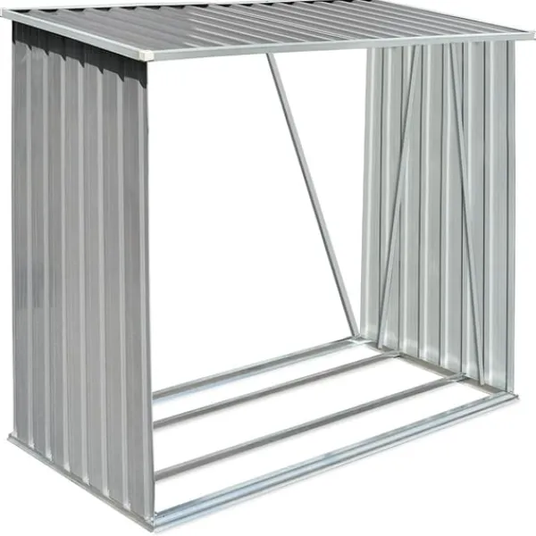 vidaXL Skure, Garager & Carports^brændeskur til haven galvaniseret stål 163 x 83 x 154 cm grå