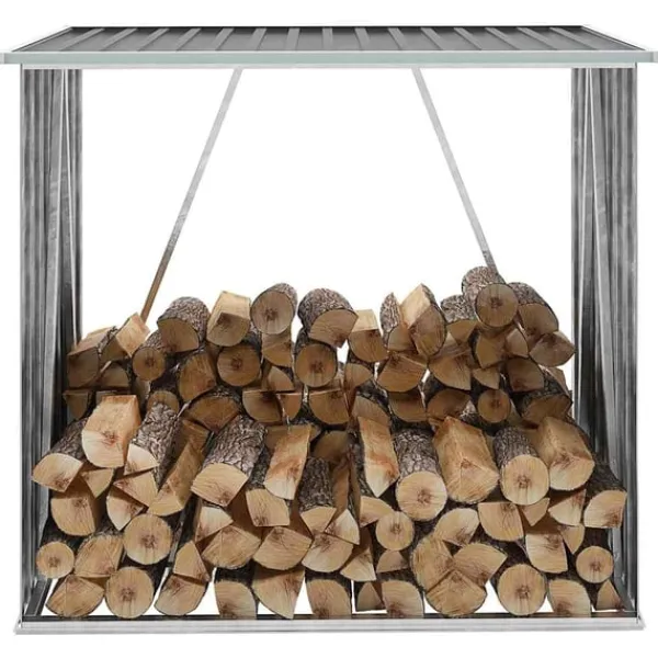 vidaXL Skure, Garager & Carports^brændeskur til haven galvaniseret stål 163 x 83 x 154 cm grå