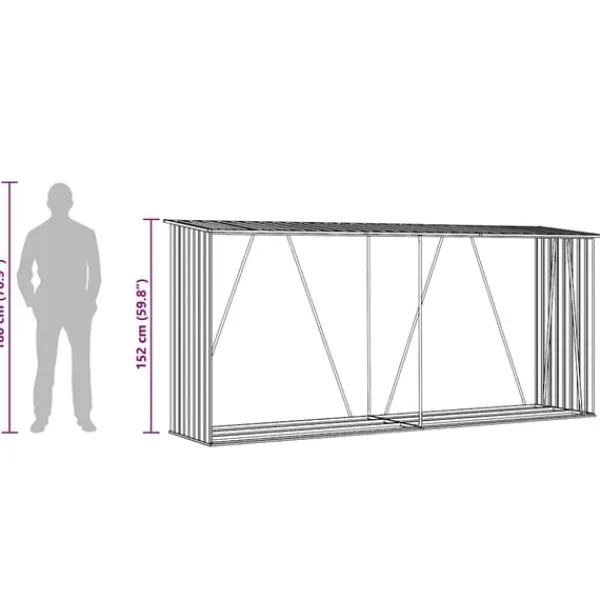 vidaXL Skure, Garager & Carports^brændeskur til haven 330x84x152 cm galvaniseret stål brun