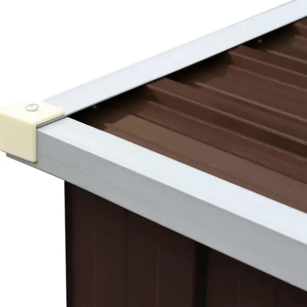 vidaXL Skure, Garager & Carports^brændeskur til haven 330x84x152 cm galvaniseret stål brun