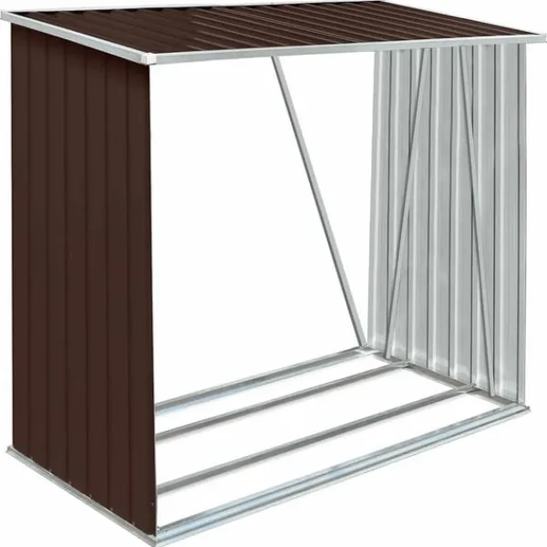 Best brændeskur til haven 163x83x154 cm galvaniseret stål brun Skure, Garager & Carports