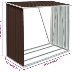 Best brændeskur til haven 163x83x154 cm galvaniseret stål brun Skure, Garager & Carports