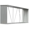 Online brændeskur til haven galvaniseret stål 330x84x152 cm grå Skure, Garager & Carports