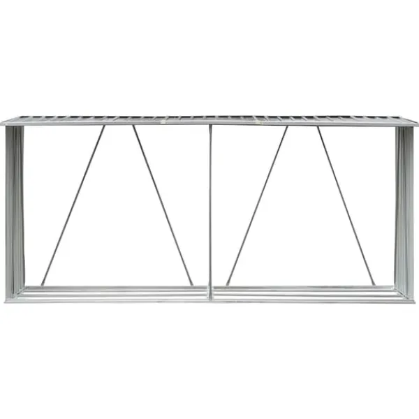 Online brændeskur til haven galvaniseret stål 330x84x152 cm grå Skure, Garager & Carports