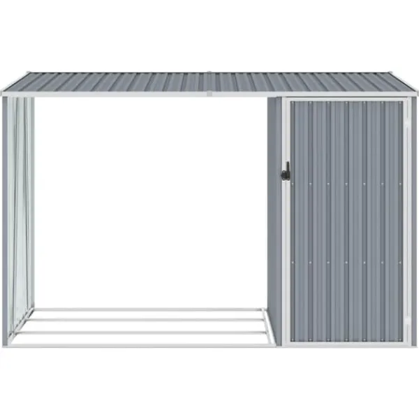 vidaXL Skure, Garager & Carports^brændeskur 245x98x159 cm galvaniseret stål grå - Skure & Redskabsskure