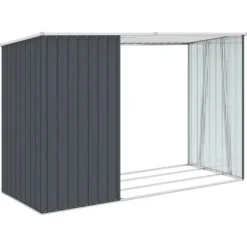 Hot brændeskur 245x98x159 cm galvaniseret stål antracitgrå - Skure & Redskabsskure Skure, Garager & Carports
