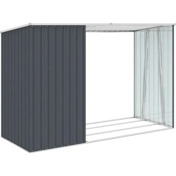 Hot brændeskur 245x98x159 cm galvaniseret stål antracitgrå - Skure & Redskabsskure Skure, Garager & Carports