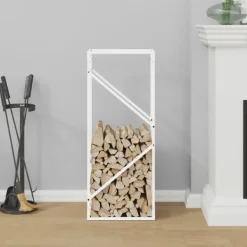 vidaXL Tilbehør Til Brændeovne & Pejse^brændestativ 40x25x100 cm koldvalset stål hvid