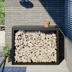 Clearance brændestativ 100x40x80 cm stål sort Tilbehør Til Brændeovne & Pejse